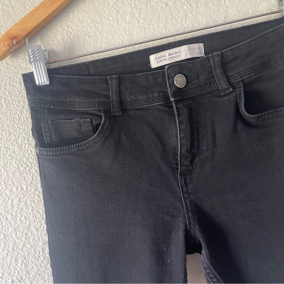 Zara Basic Z1975 Mid-Rise Denim Skinny Jeans Women’s 4 Black Stretch Casual - Picture 5 of 13